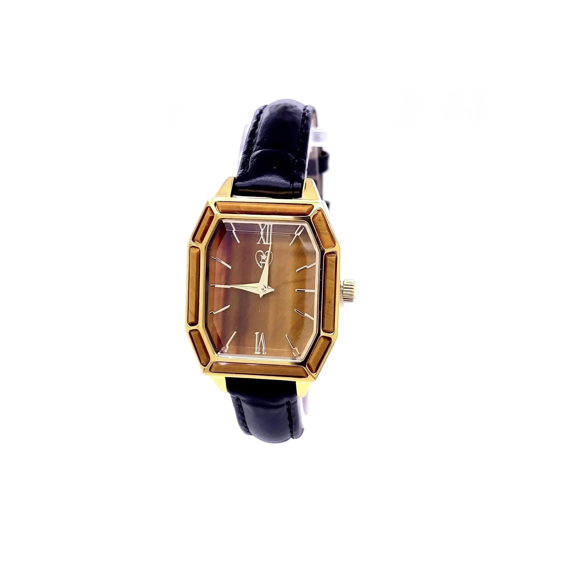 Brown Tiger’s Eye Gemstone Watch, Natural Stone Watch, Brand New, Quartz Natural Stone Tiger Eye In Gold main image 2