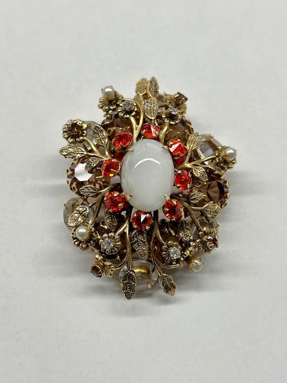 Vintage Schreiner New York Signed Moonstone Brooch