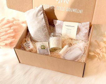 Geschenkbox "Lass die Seele baumeln", Entspannungsbox, Geschenkset, Wellnesspaket, Handwärmer, Entspannung für Jedermann