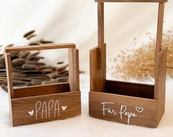 Vater Geschenkkorb, Klötzchen, verschiedene Aufschriften, Präsentkorb für Väter, Männergeschenk, zum selbst befüllen, Kleines Geschenk