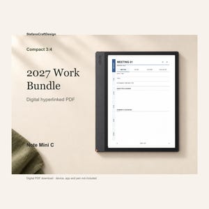 BOOX Note Mini C / Supernote Nomad / Viwoods AiPaper Mini – 2027 Work Planner, Hyperlinked PDF
