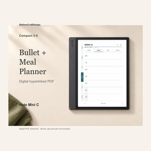 BOOX Note Mini C / Supernote Nomad / Viwoods AiPaper Mini – Bullet Journal + Menu e spesa PDF con link