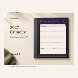 Kindle Scribe / reMarkable 2 / Paper Pro / Note Air – Grimoire-Planer 2027 PDF mit Links, Dark Academia Kalender