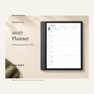 BOOX Note Air6 C / Air5 C / Air4 C – 2027 Digital Planner, Hyperlinked PDF