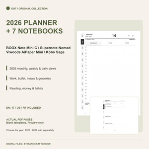Planificador completo 2026 en PDF para BOOX Note Mini C / Supernote Nomad y Viwoods AiPaper Mini