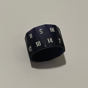 Silver Numbers Rollable D20 Twenty Sided Dice Ring