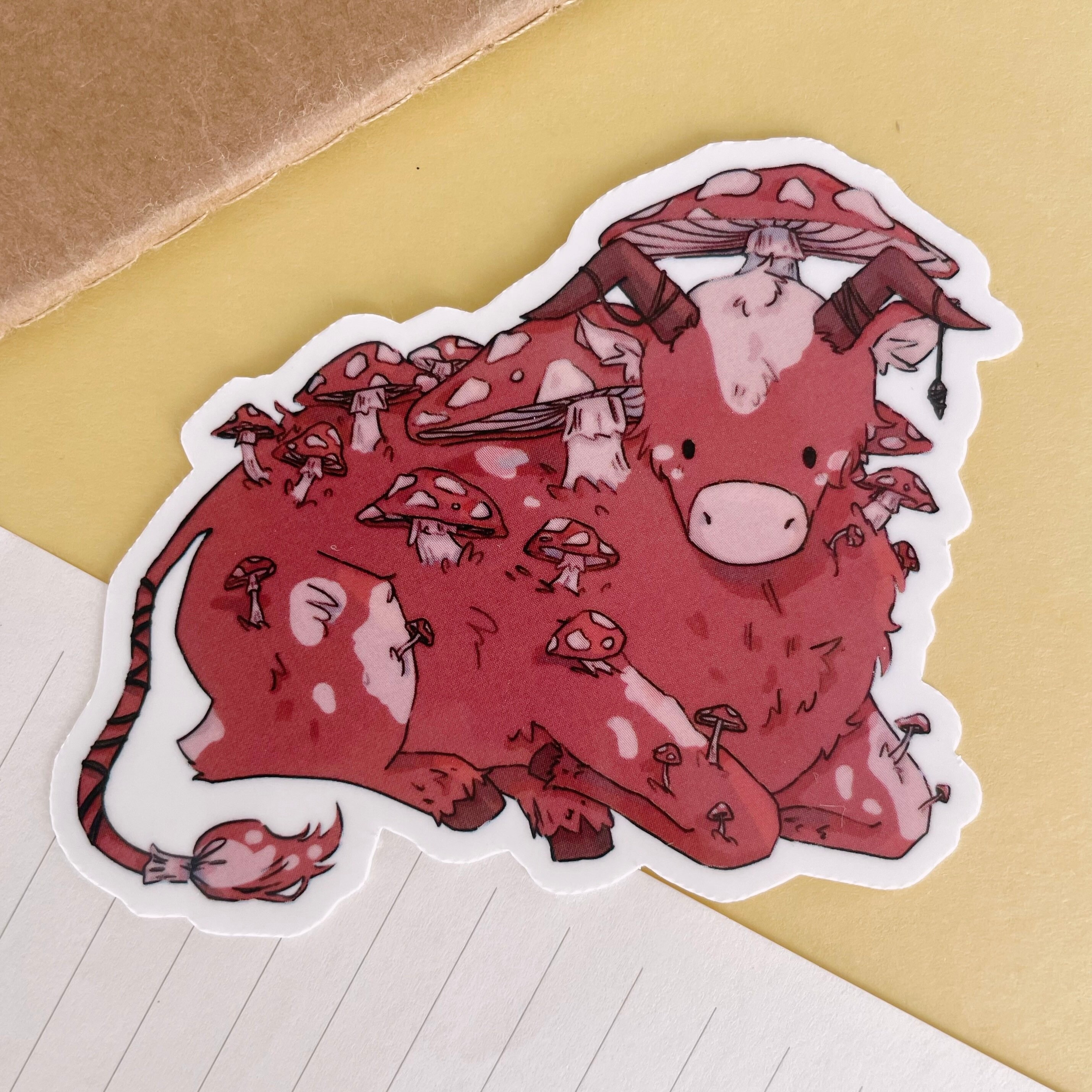 Mushroom Cow Sticker Cow Sticker Cute Animal Sticker Etsy UK