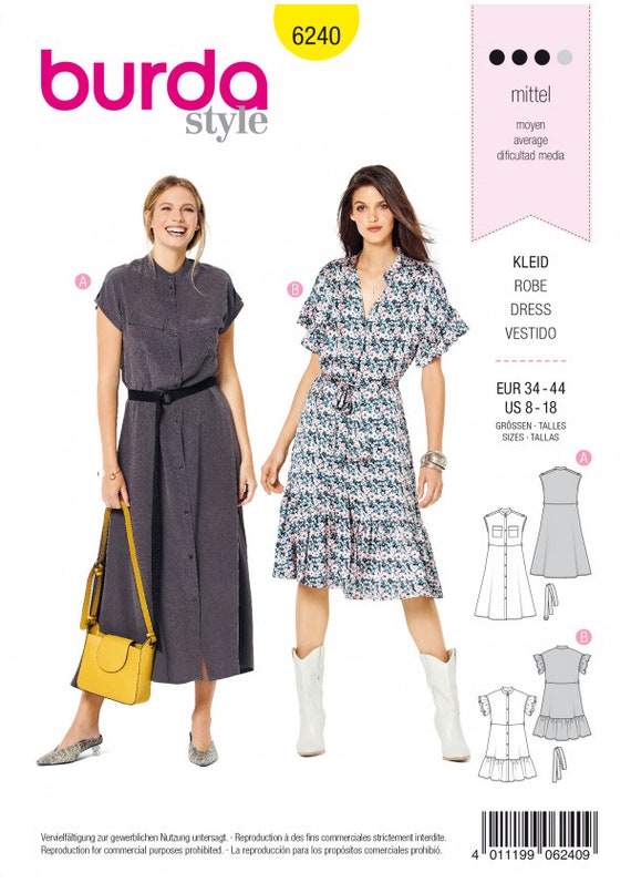 Burda Style Sewing Pattern 6240 Misses' Dresses With Front - Etsy