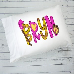 Girls Personalized Softball Pillowcase