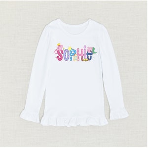 Personalized Pig Themed Ruffle Long Sleeve Shirt