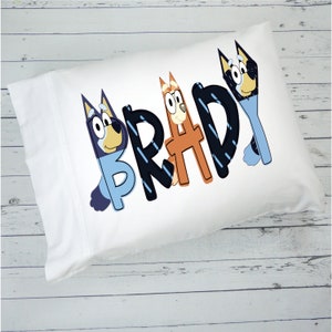 Kids Personalized Blue Dog Pillowcase