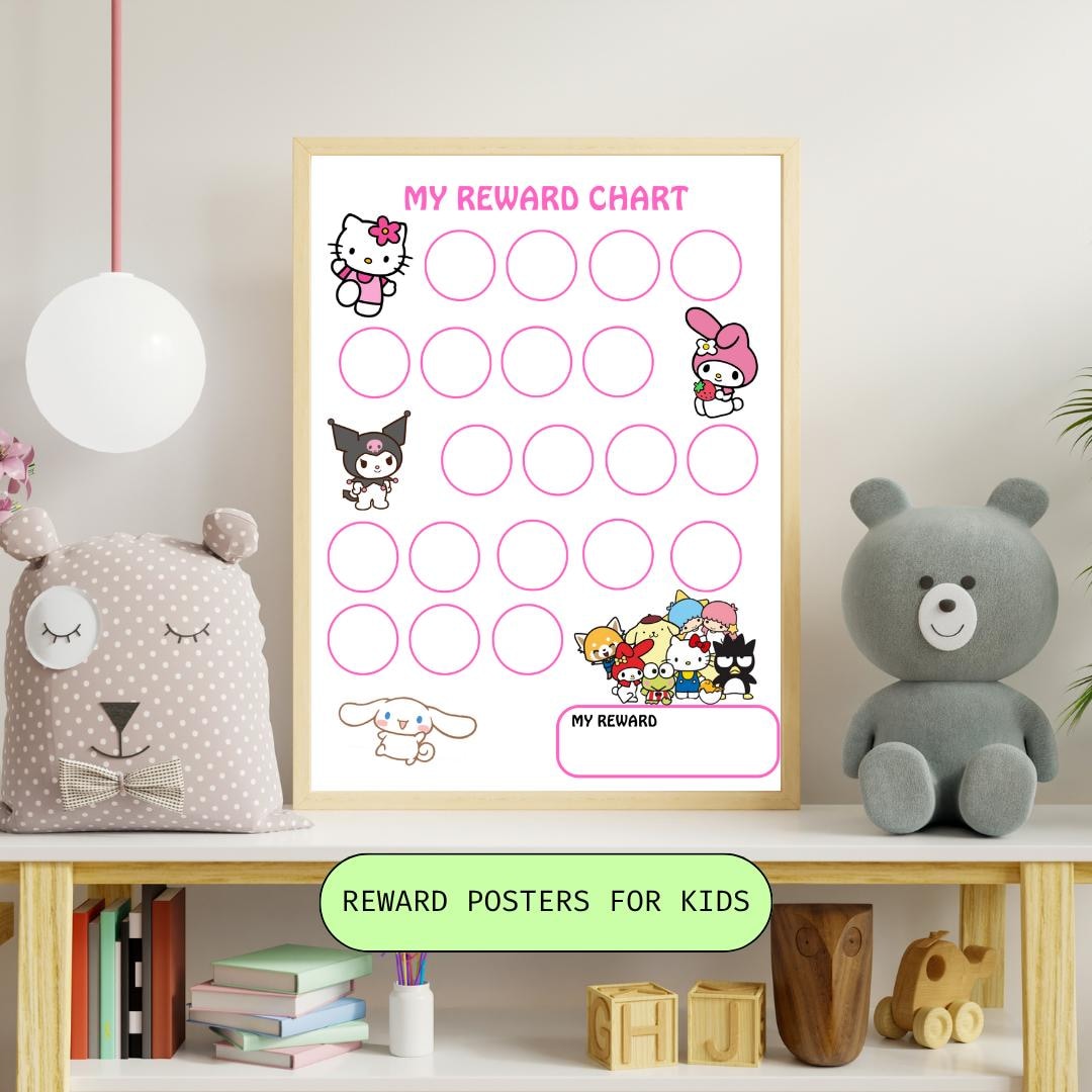 Kawaii Friends Reward Chart | Printable Cute Cartoon Chore Chart for ...