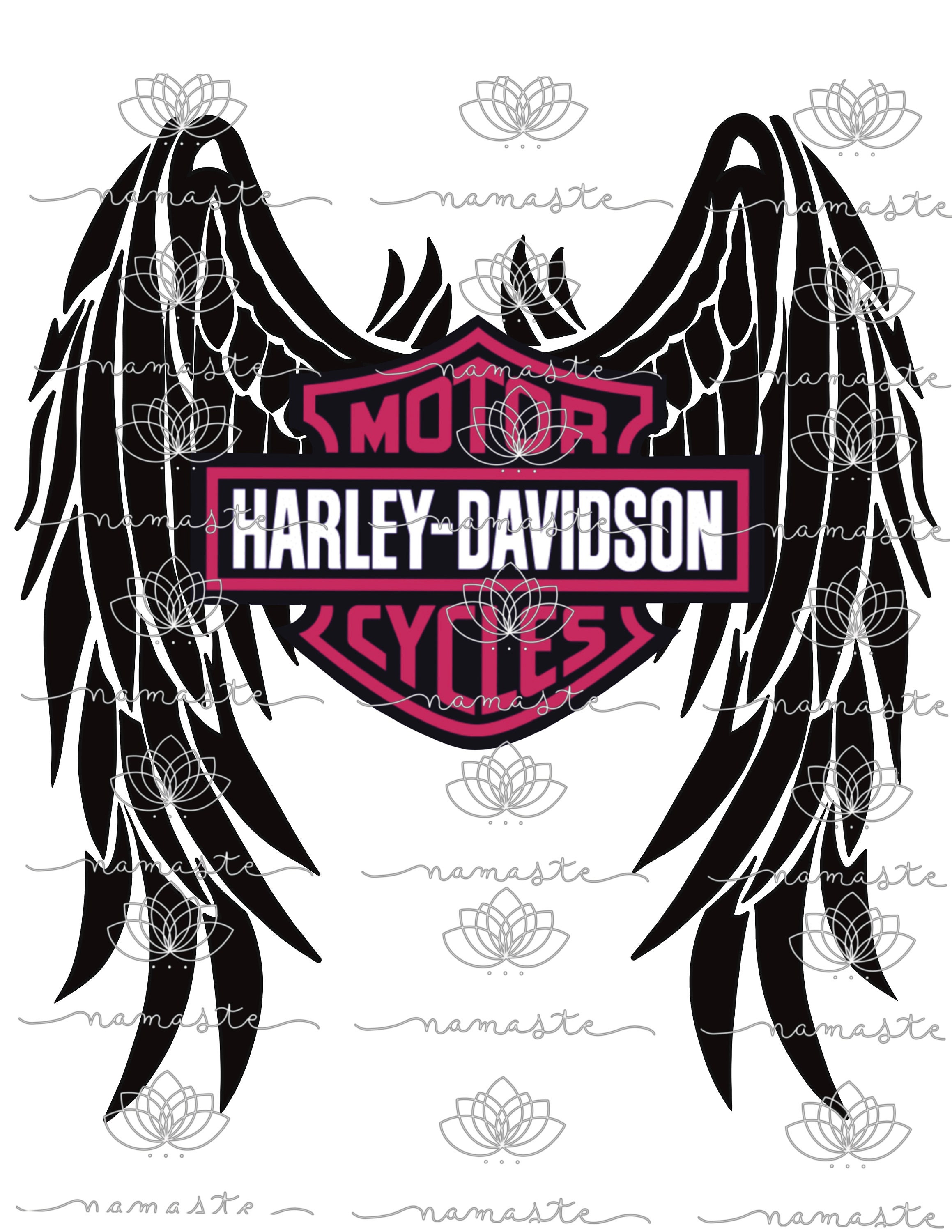 pink harley davidson logo with wings