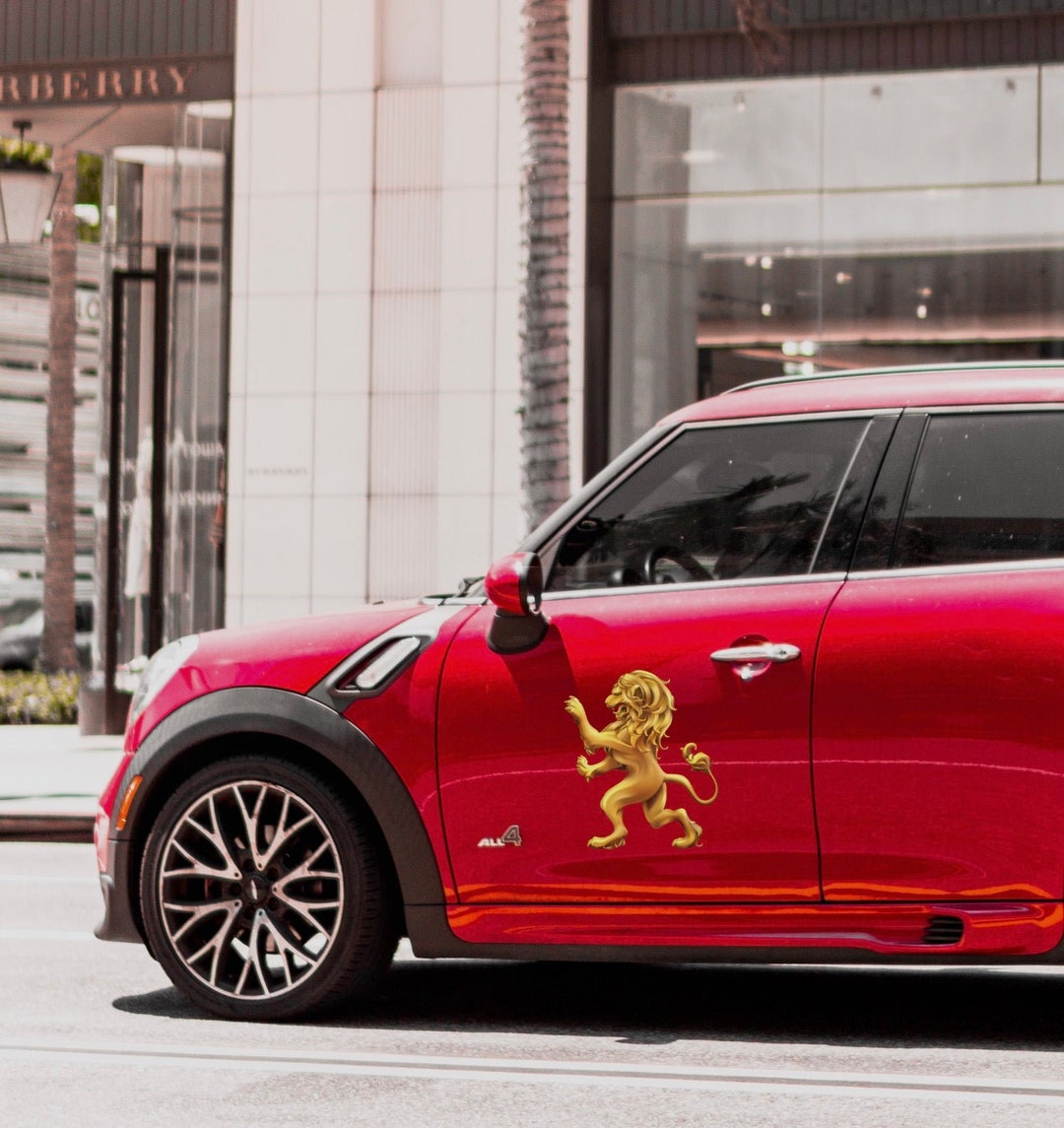 Golden Heraldic Lion Decal Premium Fabric Art Car Decal Etsy