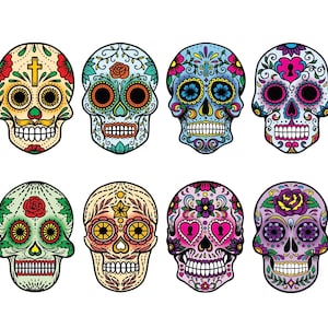 Day of the Dead Painted Skull Calaveras — décalcomanie de voiture d'art en tissu haut de gamme, peinture murale peler et coller, autocollant amovible, décalque réutilisable