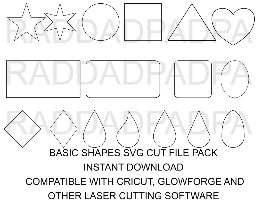 Basic Shapes SVG Laser Cut Files for Glowforge - Etsy UK