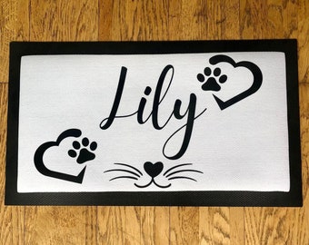 Cat Bowl Mat / Personalised Pet Bowl Mat / Customised Bowl Mat / Cat Food Mat / Cat Kitten Mat / Cat Lover Gift Mat