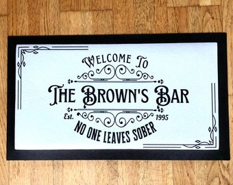 Personalised Bar Mat Runner / Customised Home Bar Accessory / Pub Shed Man Cave / Gifts for Him Husband | Father's Day Gifts for Dad