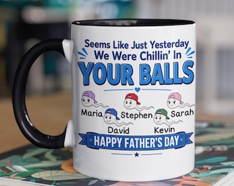 Personalised Name Father's Day Mug, Humorous Sperm Seems Like Just Yesterday Novelty Funny Present, 11oz Coffee Mug Gift