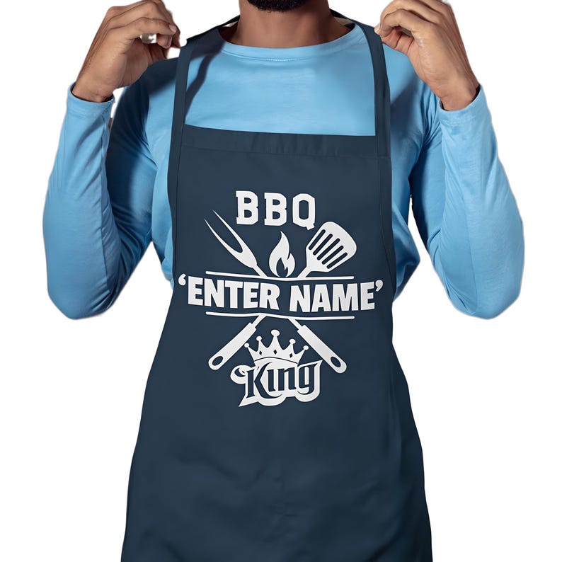 Personalised Name Apron BBQ Grill King / Custom Name Print Design