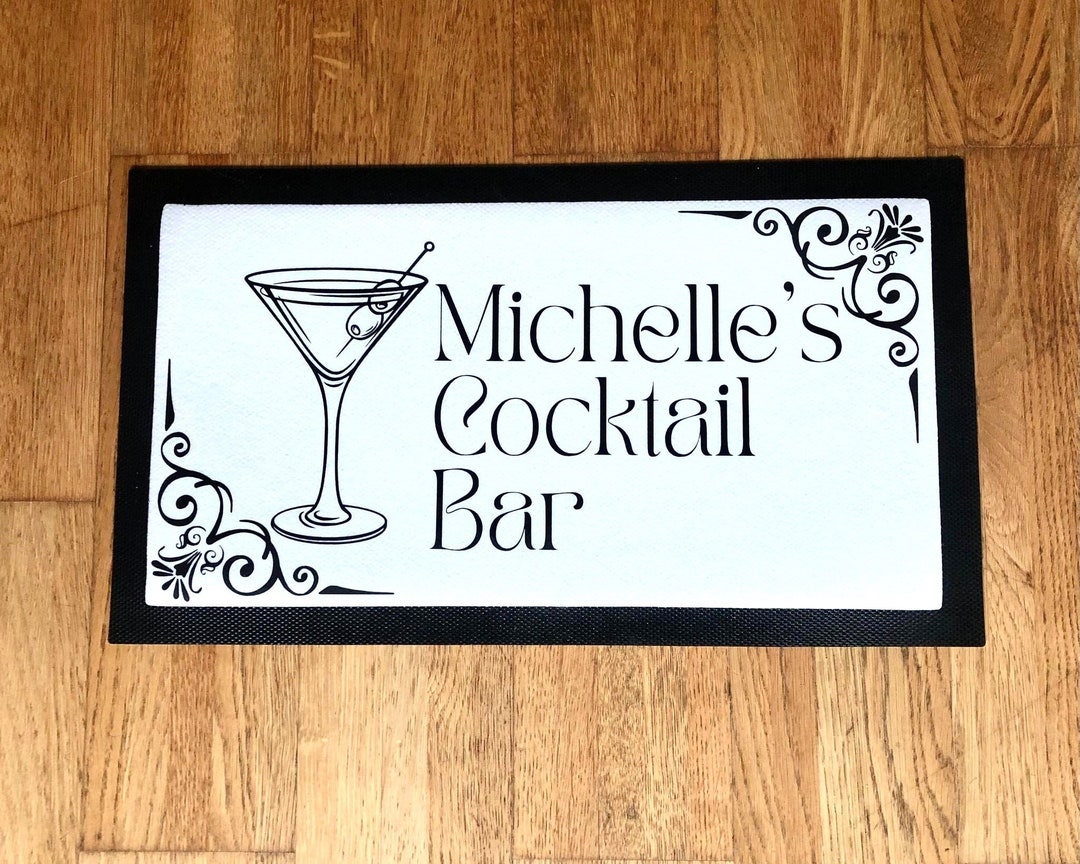 Personalised Cocktail Bar Mat Runner / Customised Home Bar Etsy UK