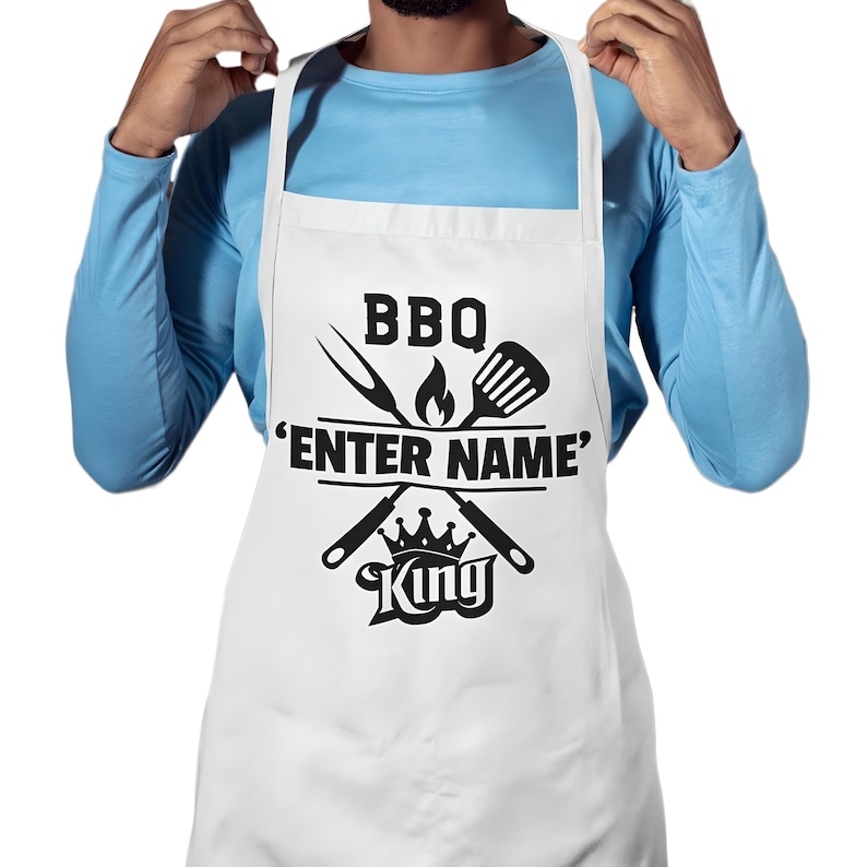 Personalised Name Apron BBQ Grill King / Custom Name Print Design
