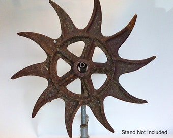 Vintage Plow 17-7/8" Round Disc Blade Hexagon Center Hole Hardened Steel Rustic 