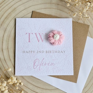 Personalised 1st 2nd Birthday Card, One Two, Girl Boy Custom Card, Neutral Minimal Card, Bear Card, Baby Luxury Card, Grandson Daughter -013