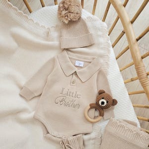 Personalized Baby Romper | Neutral Outfit | Luxury Cotton, Newborn Gift | Beige Cream Coming Home Clothes