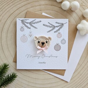 Tarjeta de Navidad personalizada para el primer bebé, tarjeta de osito, Navidad para recién nacidos, saludos para niños, nieto, nieta, hijo, Navidad
