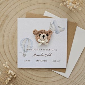 Personalisierte häkeln neues Baby Karte, handgemachte häkeln Bär, Luxus neuen Baby Jungen, neue Baby Mädchen, Neutral Bär neues Baby, personalisierte Geschenk