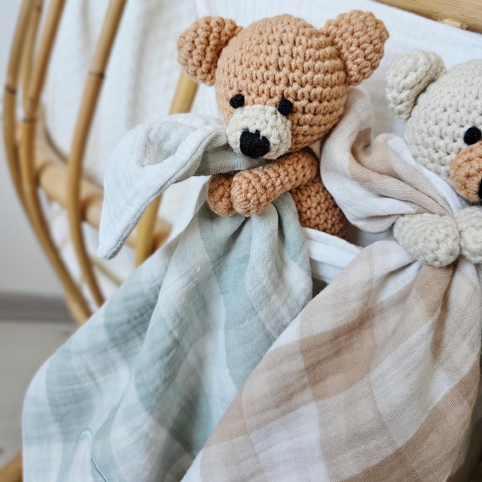 Personalised Baby Comforter, Neutral Teddy Bear Baby Rattle Set Gift ...