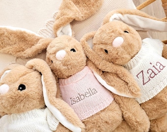 Personalised Bunny Rabbit | Embroidered Name | Baby Keepsake | Custom Soft Toy | Baby Shower Gift