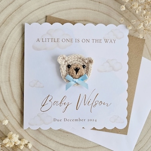 Gepersonaliseerde nieuwe babykaart, nieuwe babyjongenkaart, nieuwe babymeisjeskaart, neutrale babykaart, berenbabykaart, baby luxe, geboortekaartje - 020