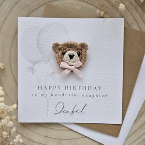 Personnalisé 1er 2e anniversaire carte, un sur deux, minimal neutre, ours en peluche garçon fille, bébé luxe neutre, petit-fils fille nièce 063