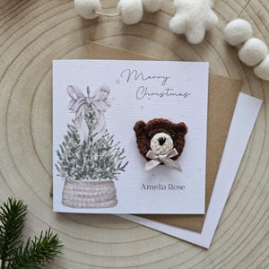 Tarjeta de Navidad personalizada para el primer bebé, tarjeta de osito, Navidad para recién nacidos, saludos para niños, nieto, nieta, hijo, Navidad