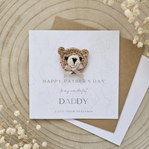 Biglietto personalizzato per la festa del papà, papà, nonno, ricordo del padre, regalo fatto a mano per papà, biglietto orsetto di lusso, compleanno, regalo per il padre 144L