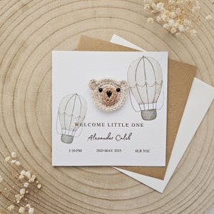 Personalisierte häkeln neues Baby Karte, handgemachte häkeln Bär, Luxus neuen Baby Jungen, neue Baby Mädchen, Neutral Bär neues Baby, personalisierte Geschenk