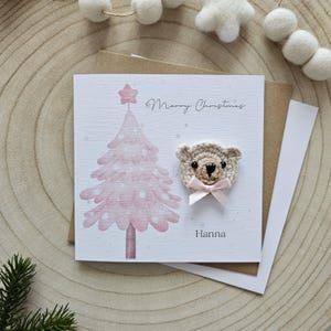 Tarjeta de Navidad personalizada para el primer bebé, tarjeta de osito, Navidad para recién nacidos, saludos para niños, nieto, nieta, hijo, Navidad
