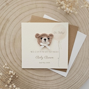 Carte personnalisée baby shower, future maman, sur votre cadeau de baby shower, bébé enceinte, parents luxueux, garçon fille, ours en peluche neutre 163