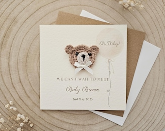 Personalised Baby Shower Card, Mummy To Be, On Your Baby Shower Gift, Expecting New Baby, Luxury Parents, Boy Girl, Teddy Bear Neutral 163
