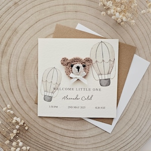 Personalisierte häkeln neues Baby Karte, handgemachte häkeln Bär, Luxus neuen Baby Jungen, neue Baby Mädchen, Neutral Bär neues Baby, personalisierte Geschenk