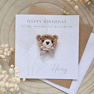 Carte personnalisée 1er et 2e anniversaire, un sur deux, carte personnalisée fille garçon, carte minimale neutre, carte ours, carte bébé luxe, petit-fils fille 066