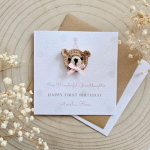 Personnalisé 1er 2e 3e 4e carte, un deux, trois, quatre, fille garçon personnalisé, minimal neutre, ours en peluche, luxe pour bébé, petit-fils fille, 105