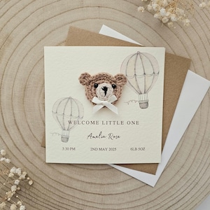 Personalisierte häkeln neues Baby Karte, handgemachte häkeln Bär, Luxus neuen Baby Jungen, neue Baby Mädchen, Neutral Bär neues Baby, personalisierte Geschenk