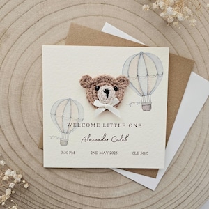 Personalisierte häkeln neues Baby Karte, handgemachte häkeln Bär, Luxus neuen Baby Jungen, neue Baby Mädchen, Neutral Bär neues Baby, personalisierte Geschenk