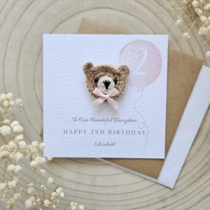 Cartão personalizado de 1º, 2º e 3º aniversário, um, dois, cartão personalizado para menina e menino, cartão neutro e minimalista, cartão de urso, cartão de luxo, neto e filha 078