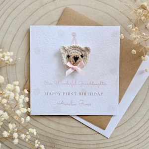 Personalised 1st 2nd 3rd 4th Card, One Two, Three, Four, Girl Boy Custom, Neutral Minimal, Teddy Bear, Baby Luxury, Daughter, Son 105