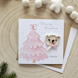 Tarjeta de Navidad personalizada para el primer bebé, tarjeta de osito, Navidad para recién nacidos, saludos para niños, nieto, nieta, hijo, Navidad
