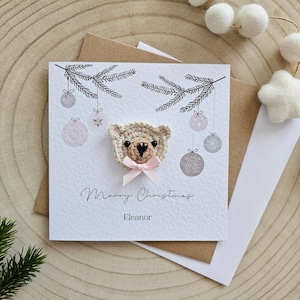 Tarjeta de Navidad personalizada para bebé, tarjeta de osito, regalo de Navidad para bebé recién nacido, felicitaciones para niños, tarjeta de Navidad para nieto, nieta, hijo, 125 l